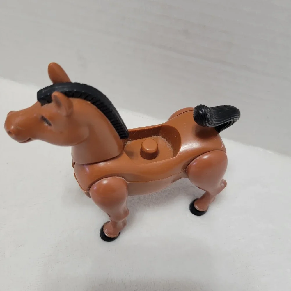 Vtg Playskool‎ Playmates  Horse Brown Body Black Mane Tail Plastic